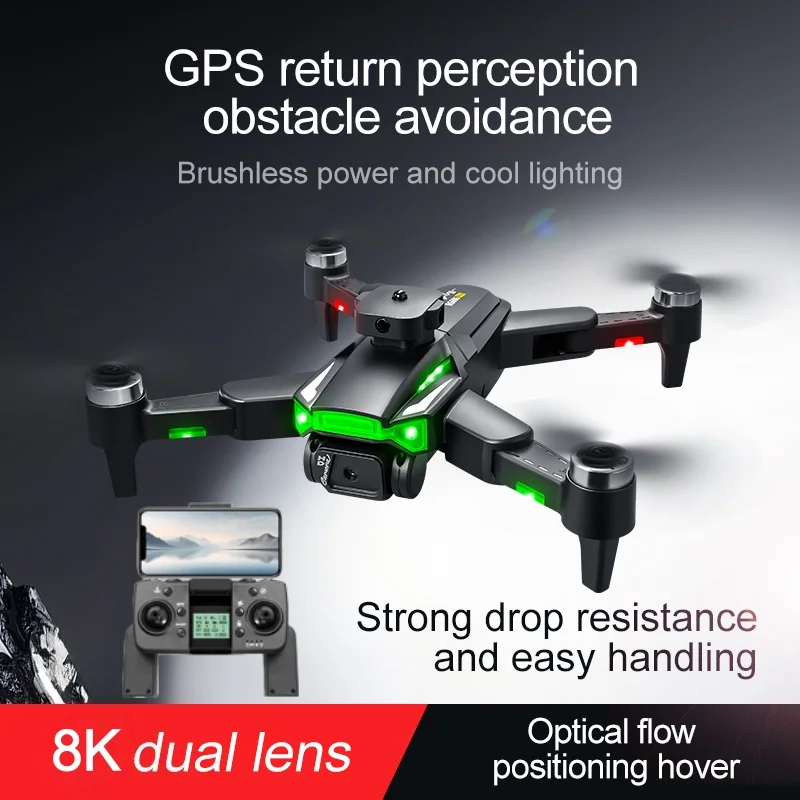 نظام تحديد المواقع بدون فرش بدون طيار 8K HD كاميرا مزدوجة نظام تحديد المواقع بدون طيار ذكي بعد تجنب العوائق كوادكوبتر بدون فرش لتحديد المواقع لعبة بدون طيار Gif #1