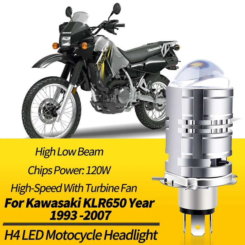 1PC LED Headlight Bulb H4 9003 HB2 Canbus For Kawasaki KLR650 1993 1994 1995-2007 12V High Low Beam Motocycle Retrofit Accessory