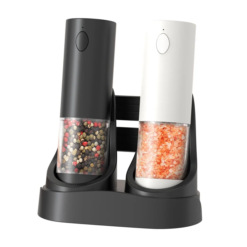 2pcs Automatic Pepper Grinder Salt And Pepper Grinder USB Rechargeable Adjustable Coarseness Spice Mill for Kitchen Tool