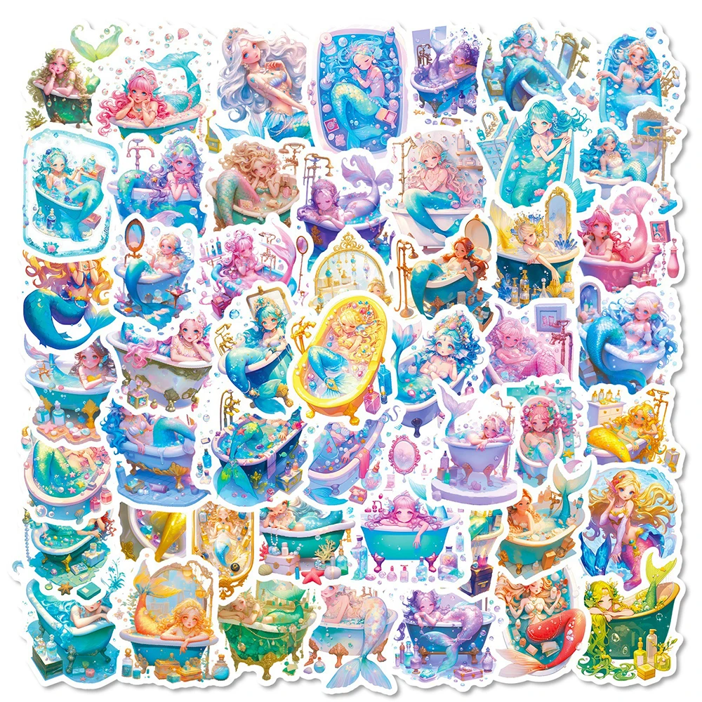 

10/30/56pcs Cute Mermaid Girl Cartoon Stickers Anime Graffiti Decals Water Bottle Phone Suitcase Waterproof Sticker Decoration