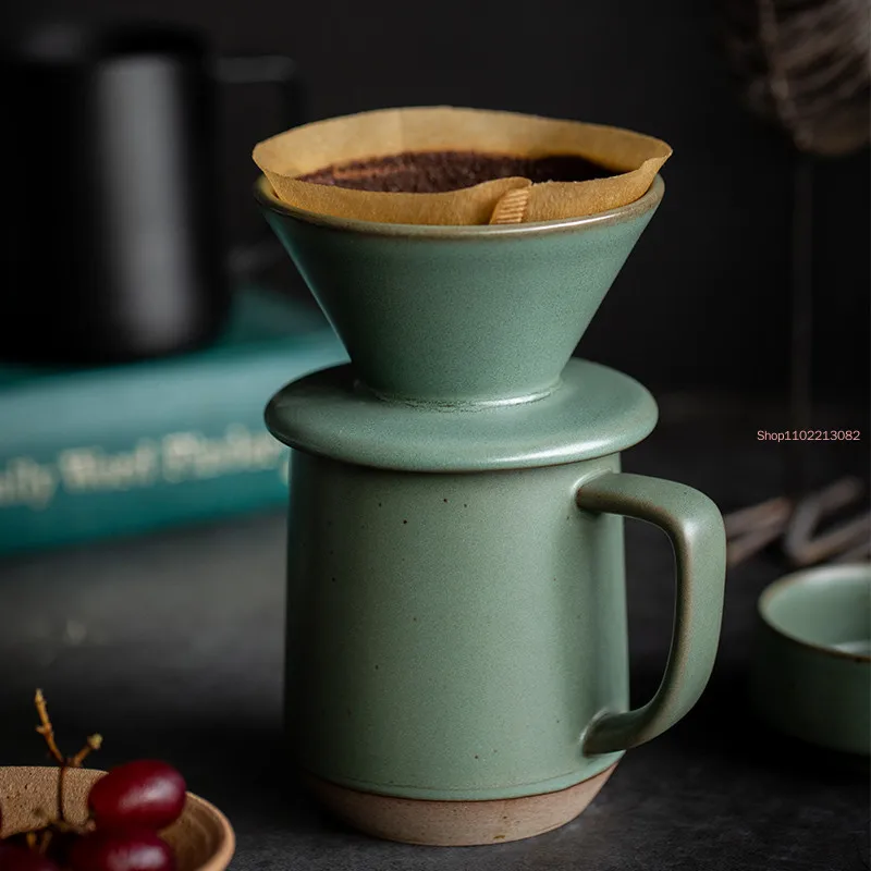 Nordic Hand-washed Coffee Filter Cup Ceramic Drip-type Tapered Single-hole Milk Mug Simple Tea Drinkware