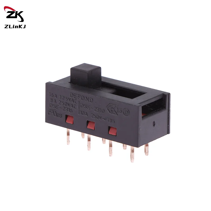 (ZYDD01) 1Pcs DSE-2310 Pointed Pins 8 FeetS 3 Files 8A250V Toggle Switch Black Slide Switch For Hair Dryer Parts