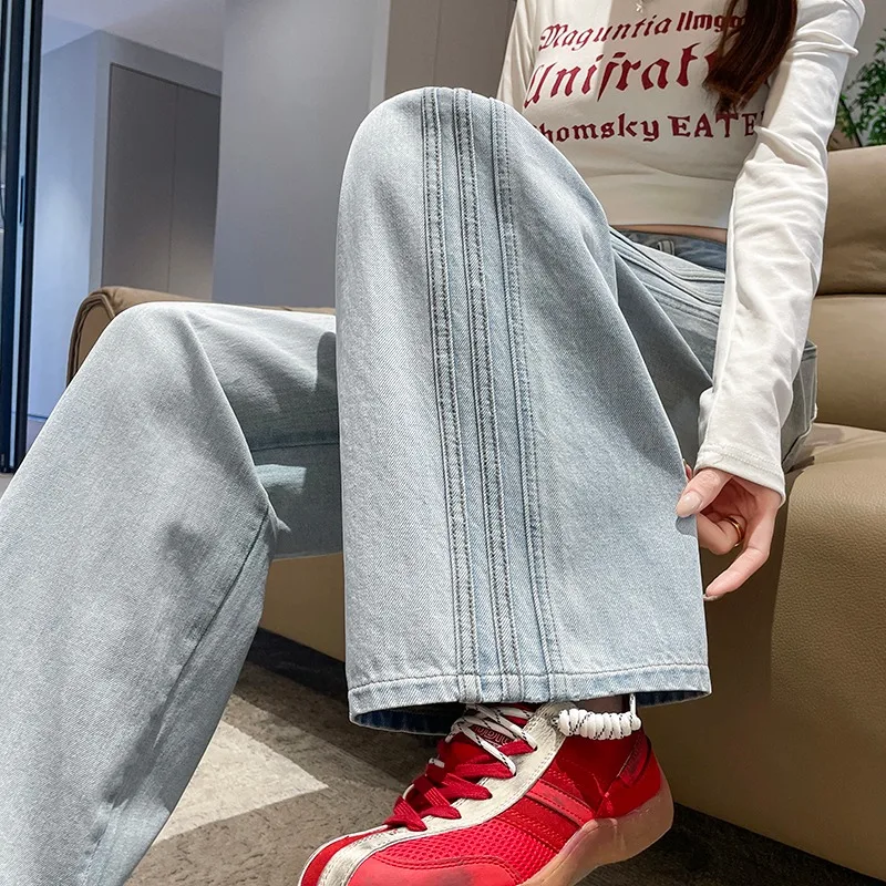 Vintage American Straight Leg Women S Jeans High Waist Retro Pants Denim Classic Loose Fit Streetwear