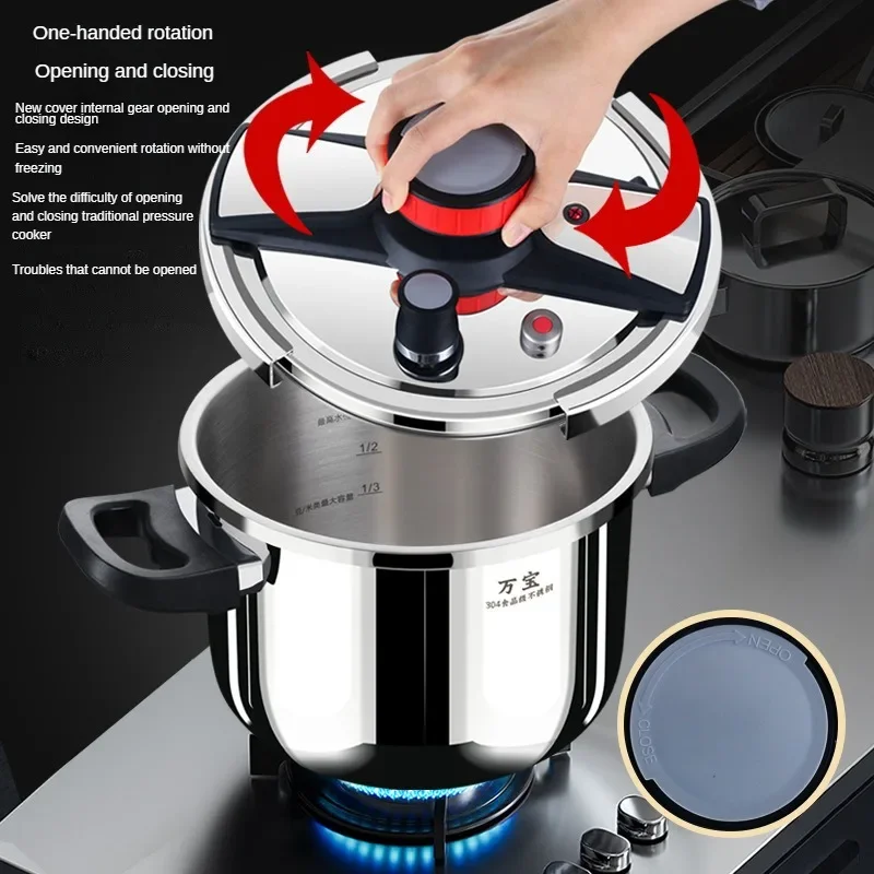 304 Pressure Cooker Stainless Steel Explosion-proof Household Gas Stove Thickened Pressure Cooker Electromagnetic Stove