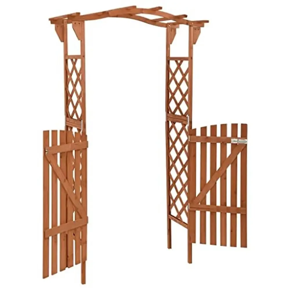 Outdoor Wooden Arched Pergola Gate Firwood Pine Wood Trellis Archway Entrance Climbing Plants Garden Arbor Décor Solid Easy