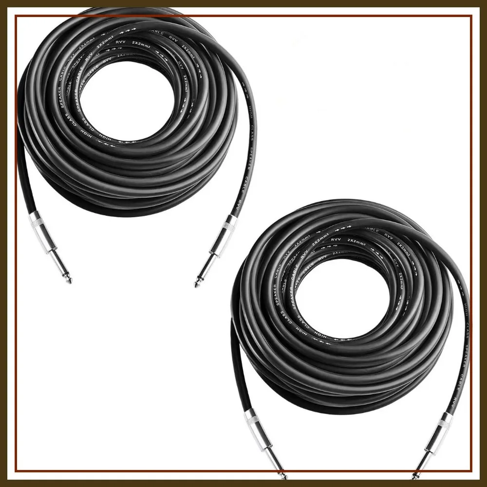 

2 Pack 100 ft 12 Gauge 1/4 Inch Male Audio Speaker Cables, Heavy Duty Cord Wire for Amplifier Connection