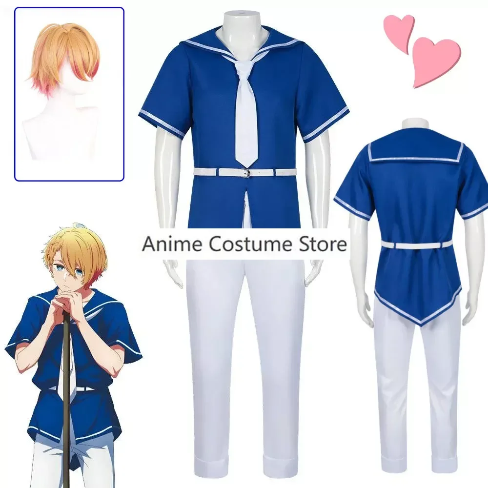 Anime oshi no ko hoshino aku amarin cosplay kostüm schuluniform aqua perücke halloween rollenspiel outfit männer junge sommerkleid ung