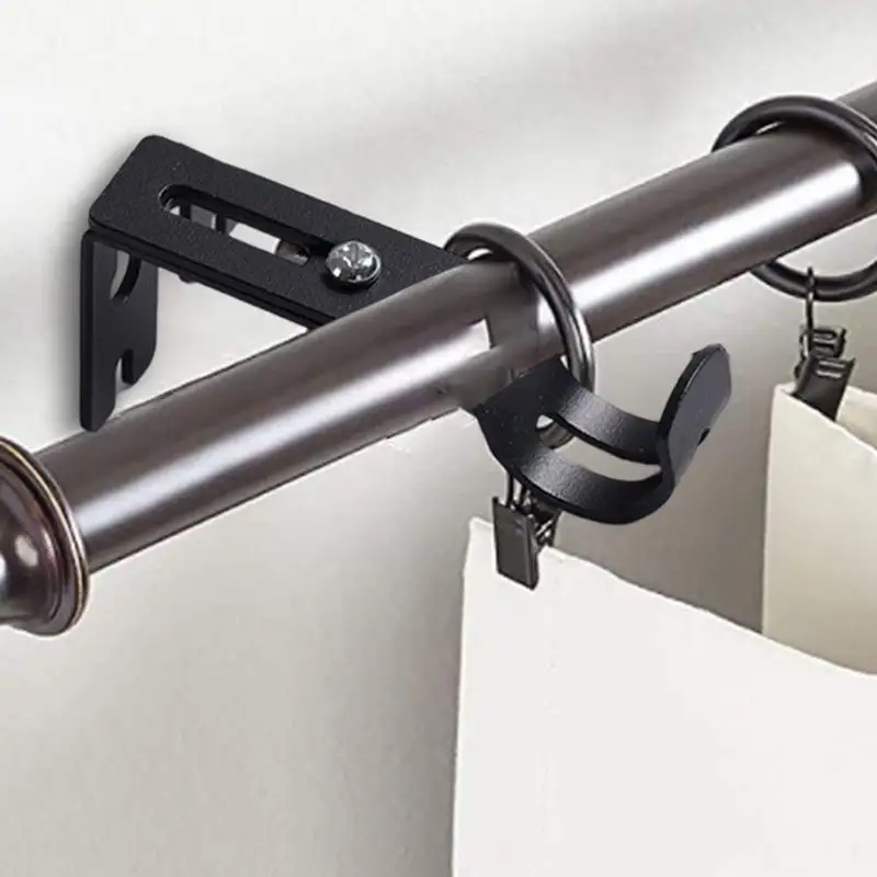 2Pcs Extendable Dur-able Curtain Rod Support With Screws Portable Wall-mounted Curtain Rod Bracket Adjustable Hanging Hook