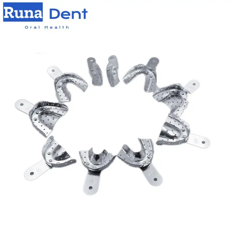 Dental  Upper Lower Stainless Steel Impression Trays Autoclavable Teeth Tray Teeth Holder Lab Equipment Dentist Tools