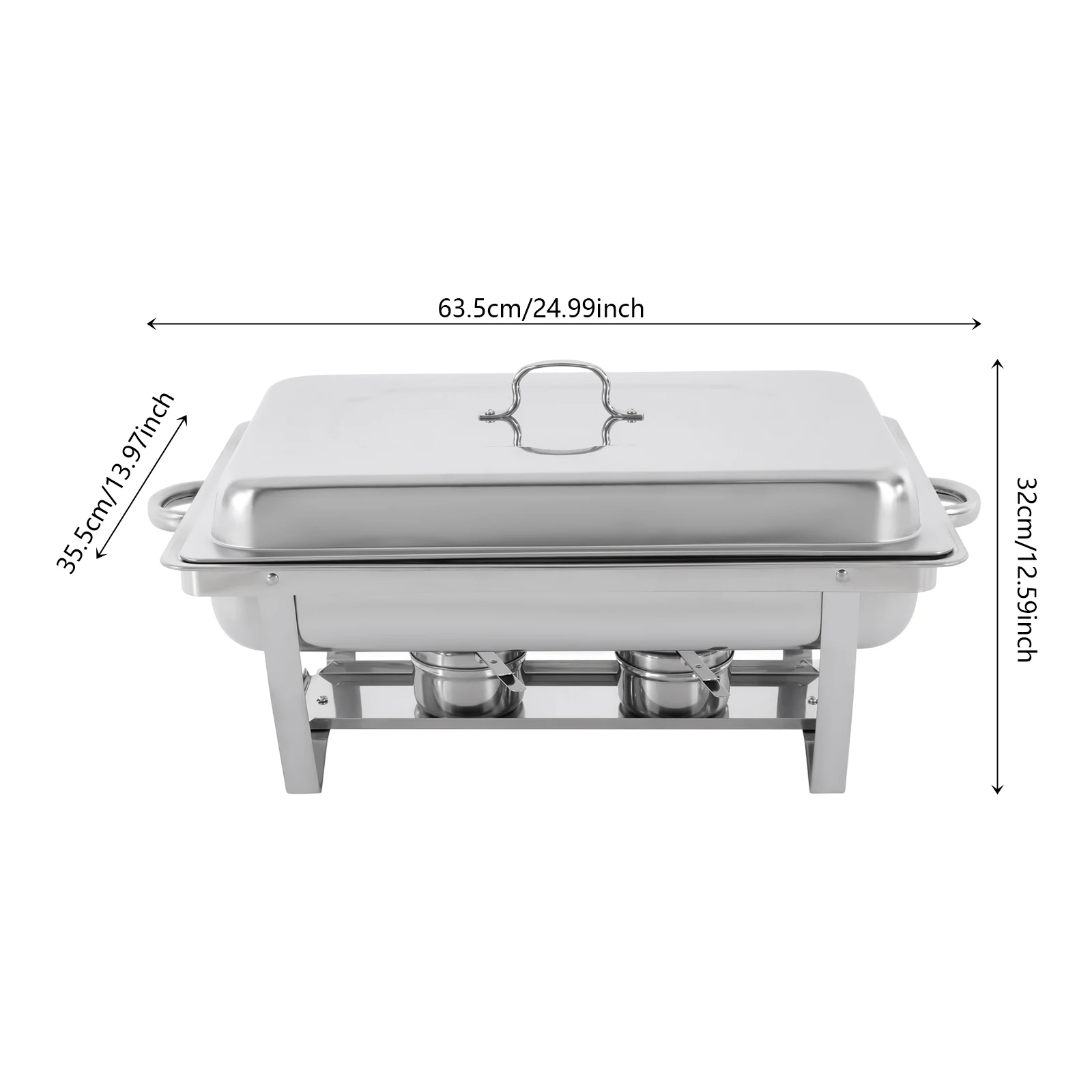 3 Compartment Chafing Dish Set, 410 Stainless Steel 2.5L Per Tray Full Assembly Accessories, One-piece Stretch Alcohol Heating Hot Cold Dual Use Anti-scald Handle, Hotel Wedding Buffet Catering Warmer Station