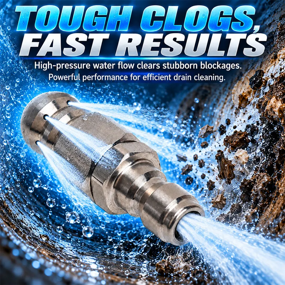 Water Jet High Pressure Sprayer Nozzle Clean Sewer 1/4