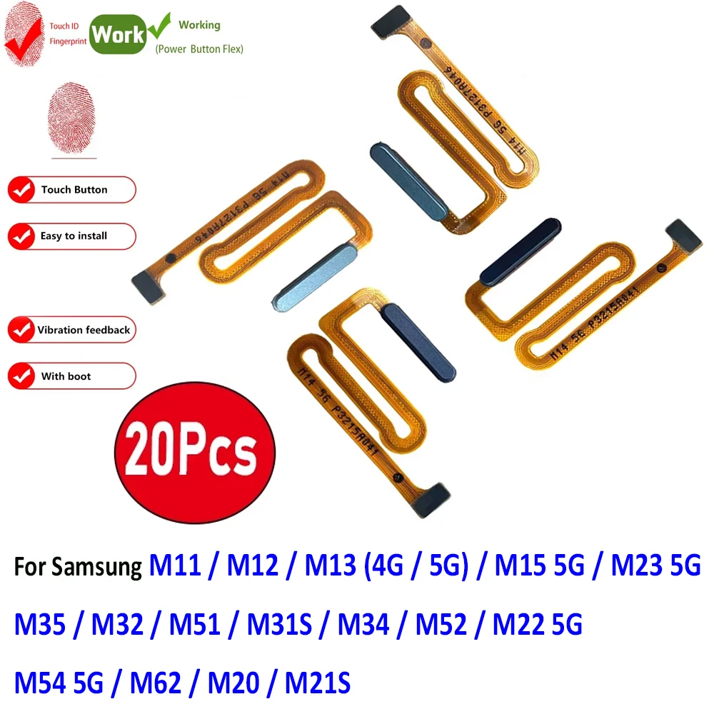 20 قطعة ، بصمة الاستشعار المنزل العودة مفتاح القائمة زر فليكس لسامسونج M11 M12 M13 4G M14 M15 M23 M52 M22 M54 5G M35 M32 M34