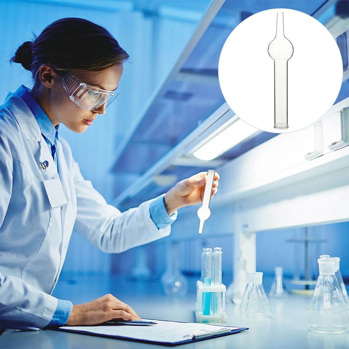 

5 Pcs Drying Tube Glass Chemistry Tubes Single Dessicator Lab Container Air Laboratory Equipment