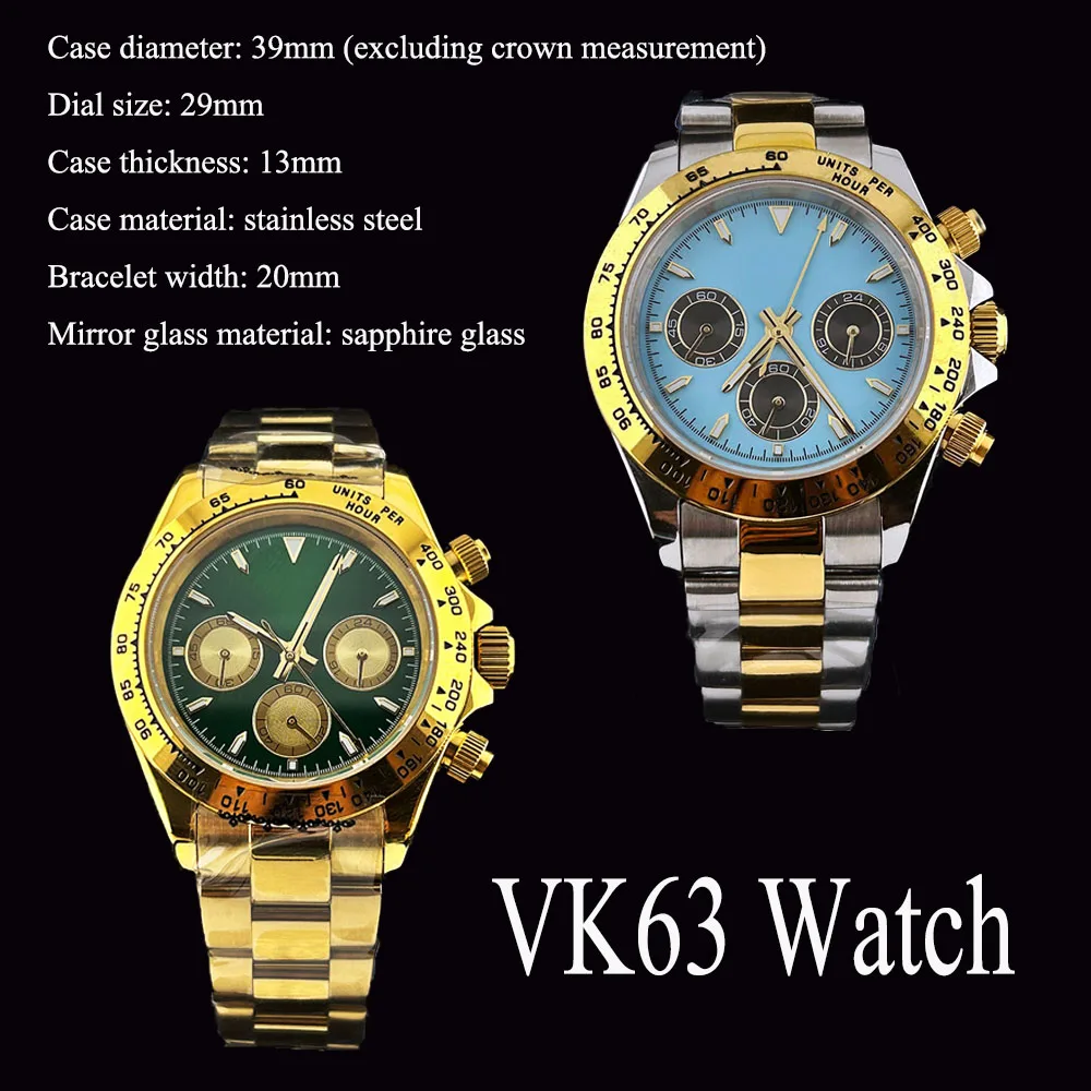 

NEW VK63 watch men's chronograph quartz movement stainless steel men's watch custom logo sapphire glass VK63 movement watch