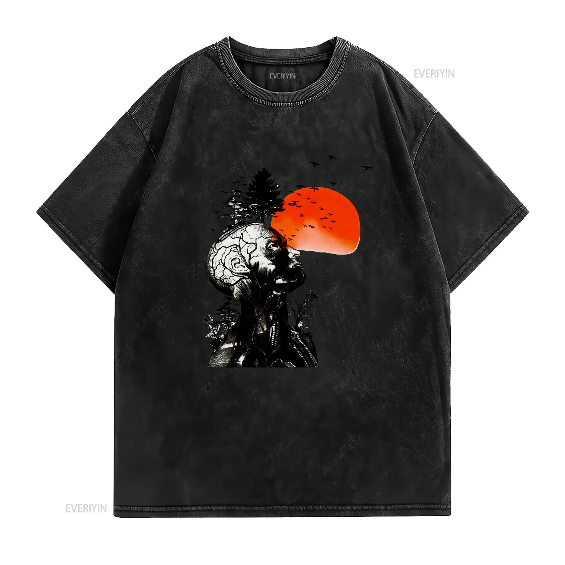 Herren Lustiges Alan's Kater T Shirt Rundhals mit Roter Sonne Design Casual Sommer für Erwachsene Weicher vintage Washed