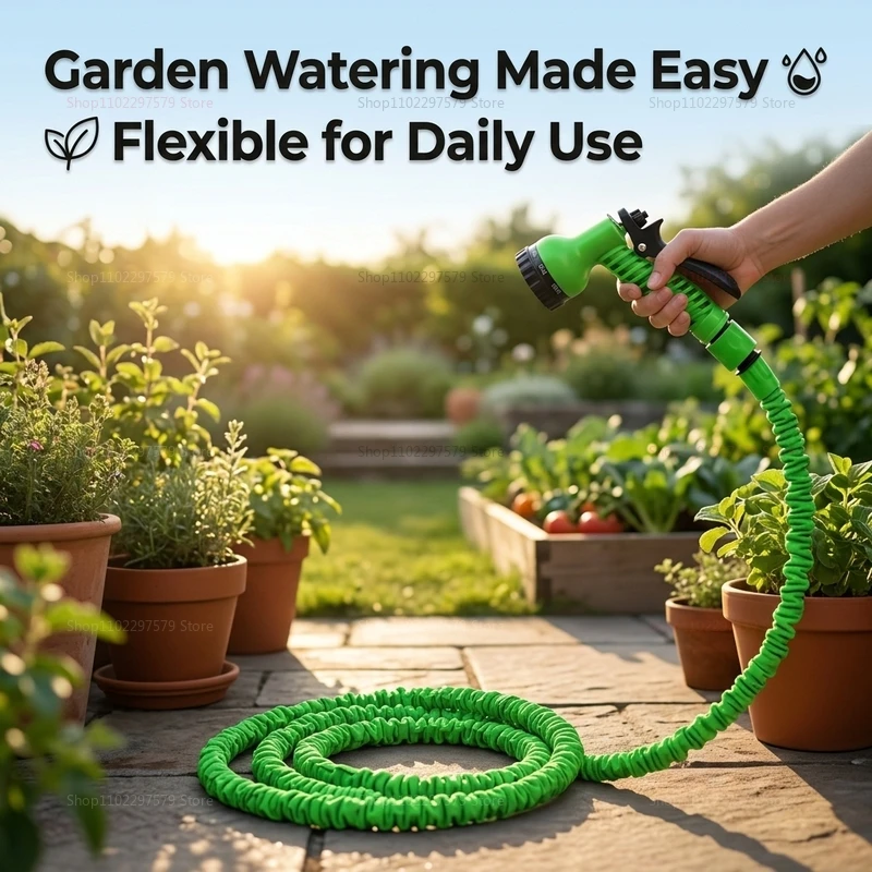 

Expandable Magic Hose 50ft High-Pressure Garden Water Hose with 7 Water Spray Functions for Lawn Car Washing Home watering