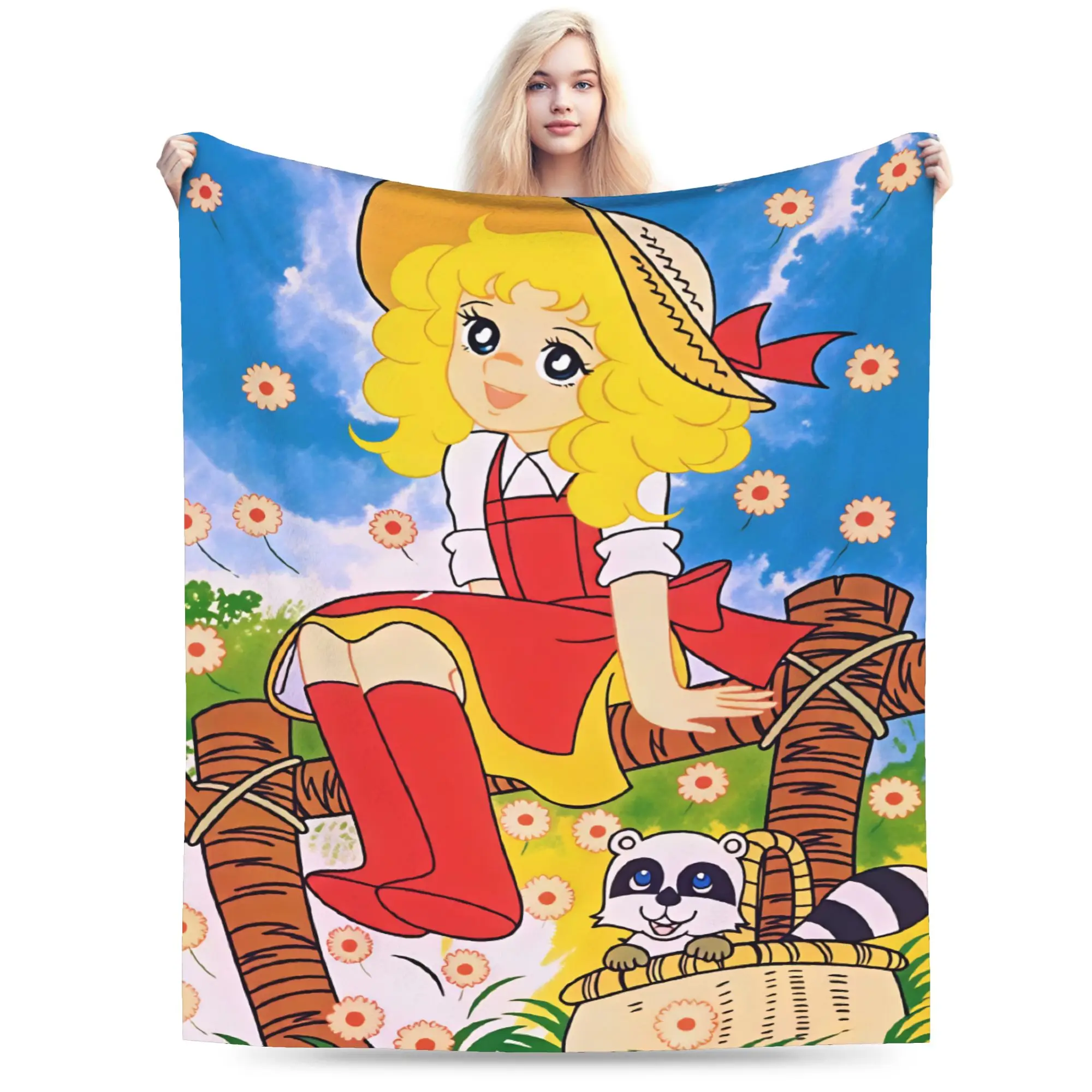 Anime Manga Candy Candy  Throw Blanket Cozy Novelty Blanket  For Home Decor Travel Flannel Bedspread Bed Cover