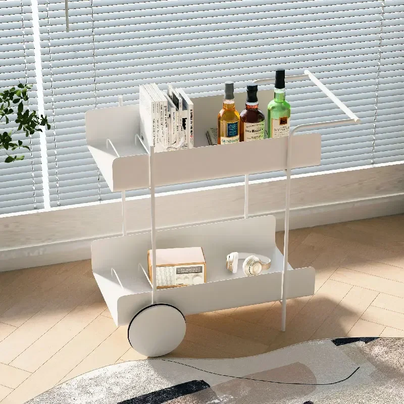 Hot sales Modern Minimalist Vintage Coffee Side Stool Table Trolley With Wheels Side Table Living Room Furniture Removable