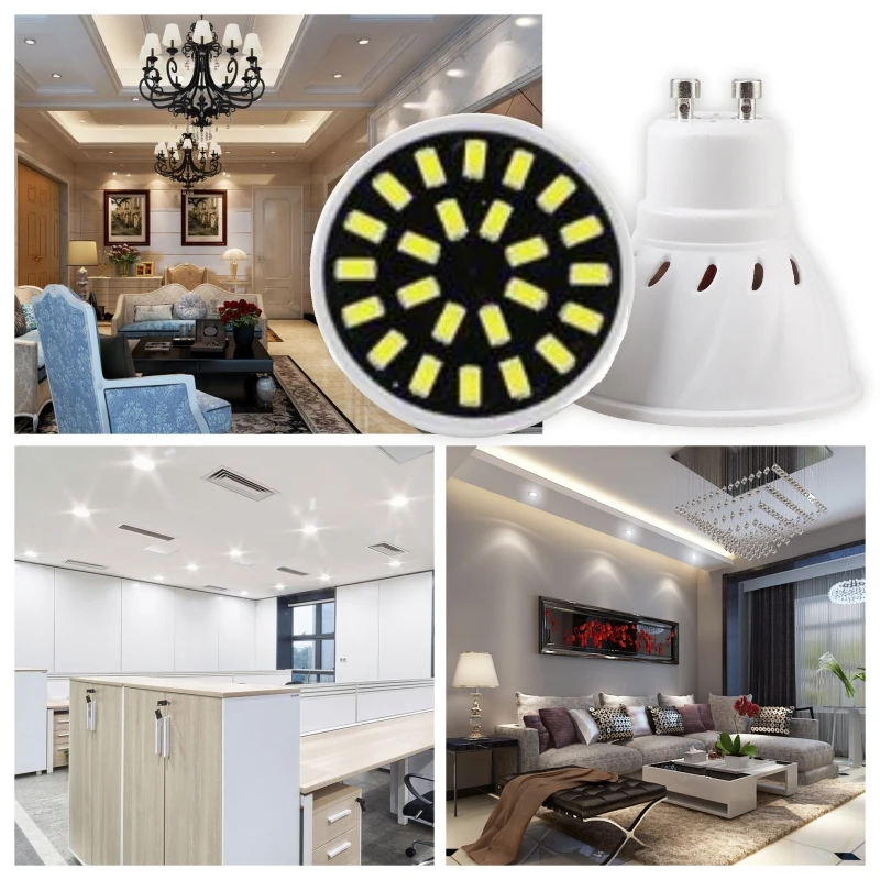 GU10 SMD LED Spotlight Lâmpada, Lâmpada, Bombillas, 24 LEDs, 220V-240V, 5733