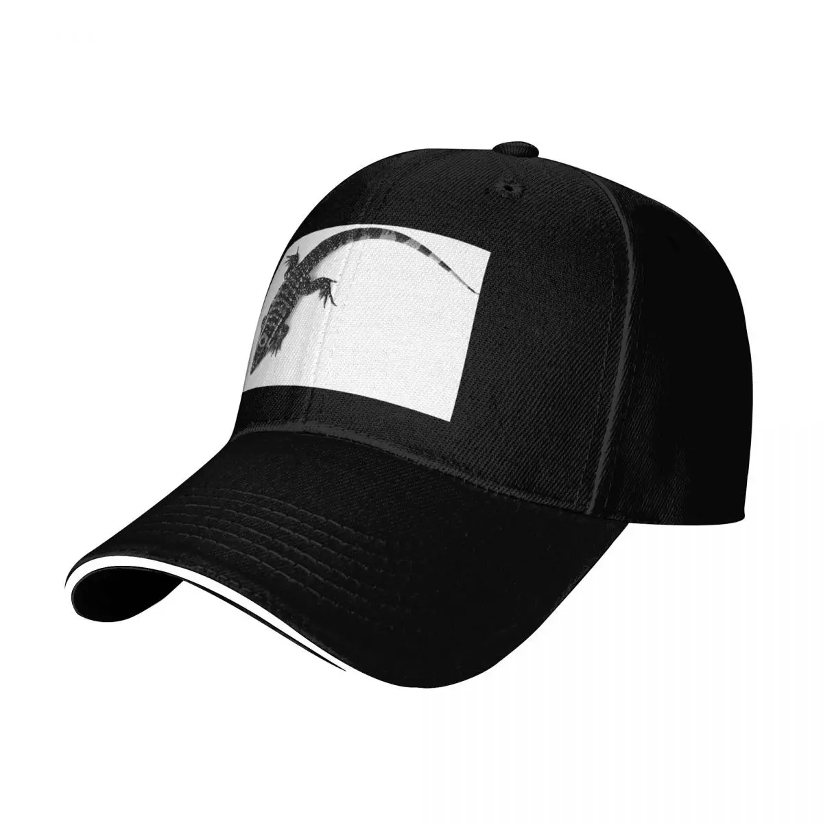 Black and White Tegu Lizard Baseball Cap Strapback Dad Hat Six Panel Structured Crown Sun Protection UPF 50+