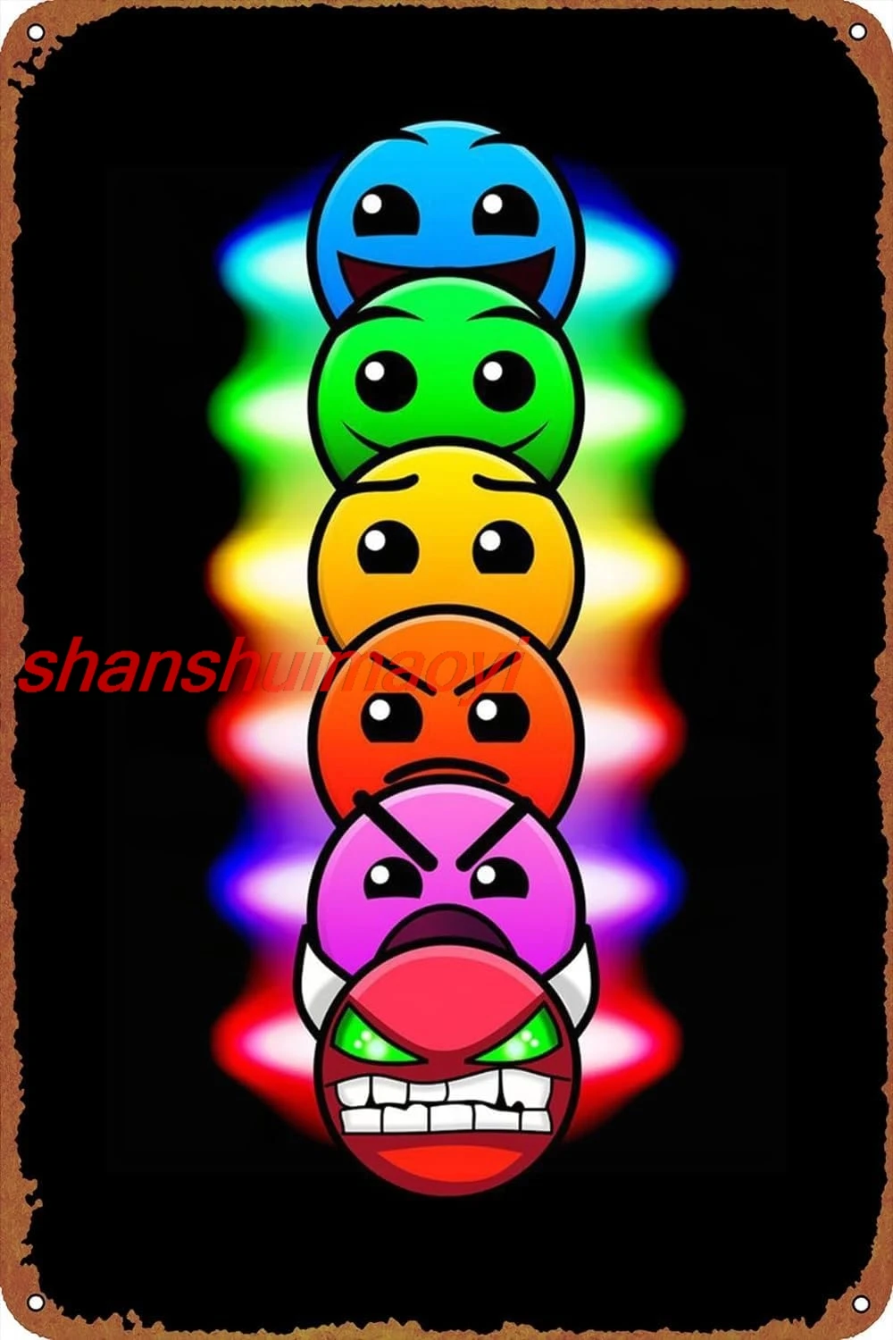 Metal Tin Sign Geometry Dash Difficulty Faces Game Poster Wall Decor Funny for Home Kitchen Bar Pub Man Cafe Room Decor sha sign