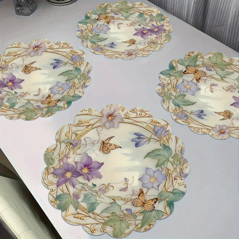 Салфетки для стола Wisteria Garden с цветочным узором и бабочками, идеально подходят для кухонь и семейных встреч