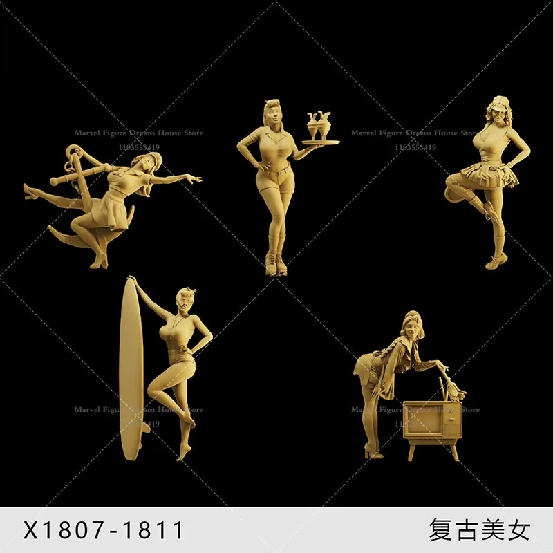 1/64 1/43 1/35 Scale Miniature Scene Doll Tennis Coach Surfing Beauty Coastal Sailor Waiter Un-panited White Mini Figure