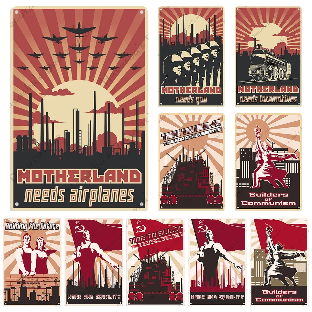 لافتة معدنية من الثورة السوفيتية ، ملصق شيوعي عتيق ، ملصق ديكور قديم ، ديكور حائط ، نادي ، حانة ، منزل ، مقهى ، ديكور صناعي