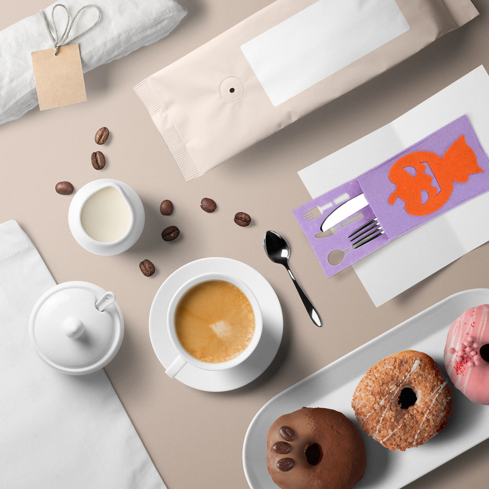 

4 Pcs Pumpkin Knife and Fork Bag Cutlery Storage Holder Table Pouch Holders Cover Halloween Serving Utensils