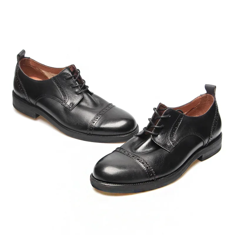 

High Quality Italian Handmade Oxford Dress Shoes Men Genuine Cow Leather Suit Shoes Brand Design Mens Business Formal Derby Shoe