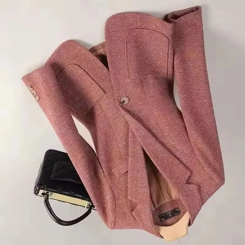 

2026 Высокое качество, осень-зима, новый темпераментный женский пиджак, шерстяной пиджак, пальто, женский офисный пиджак, женская верхняя одежда