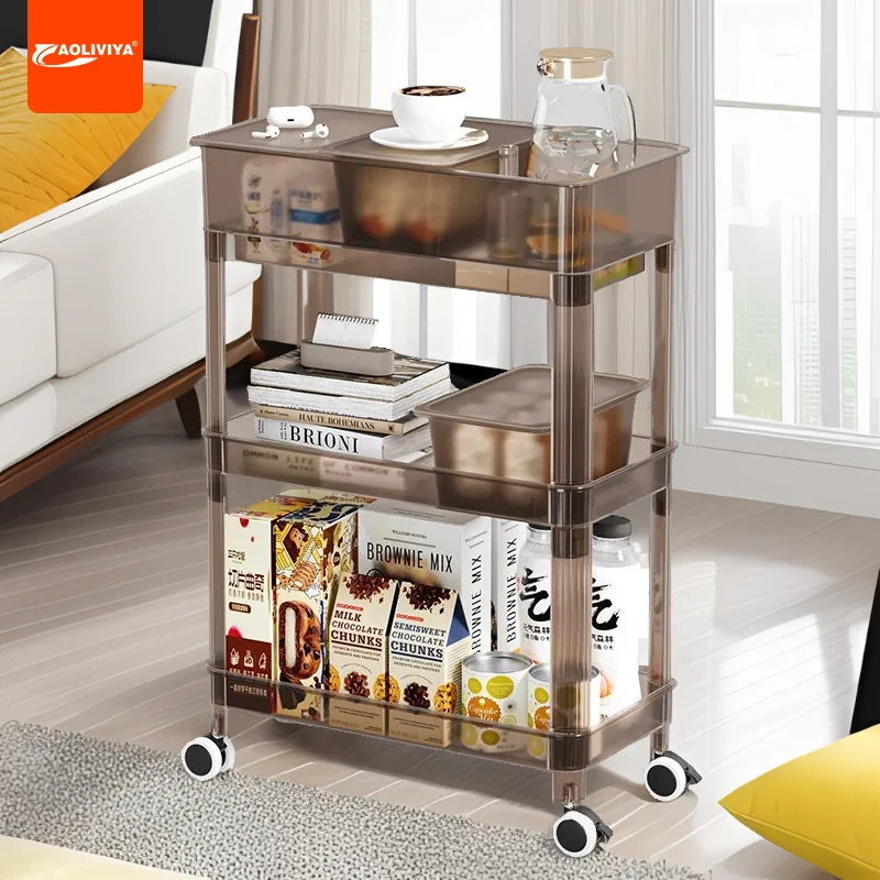 Aoliviya Light Luxury Household Kitchen Storage Rack with Wheels Living Room Gap Mobile Snack Rack Multi-Layer Floor Storage Rac