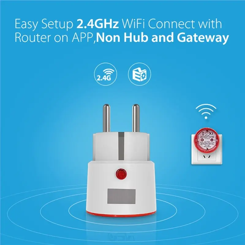 A24F-Tuya Wifi Smart EU Plug 16A With Power Monitor Function Wireless App Voice Remote For Alexa Google Home