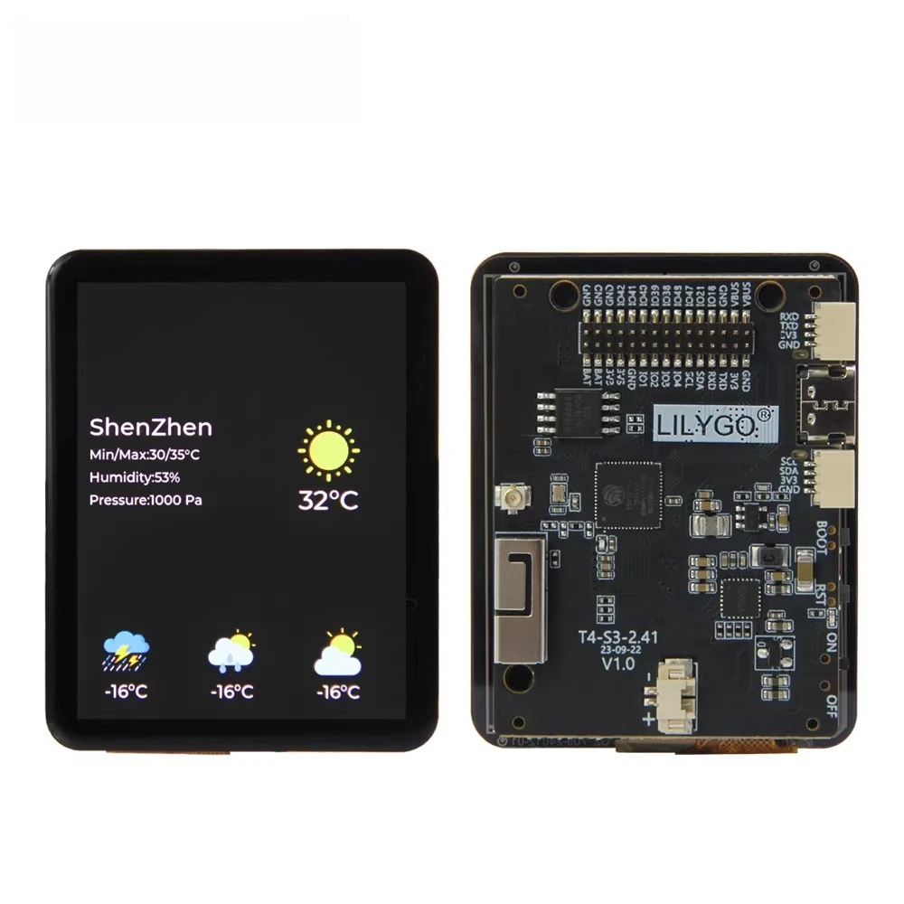T4-S3 ESP32-S3 2.41 inch AMOLED Touch Display Development Board RGB Screen Dual-Core LX7 Microprocessor WIFI Bluetooth