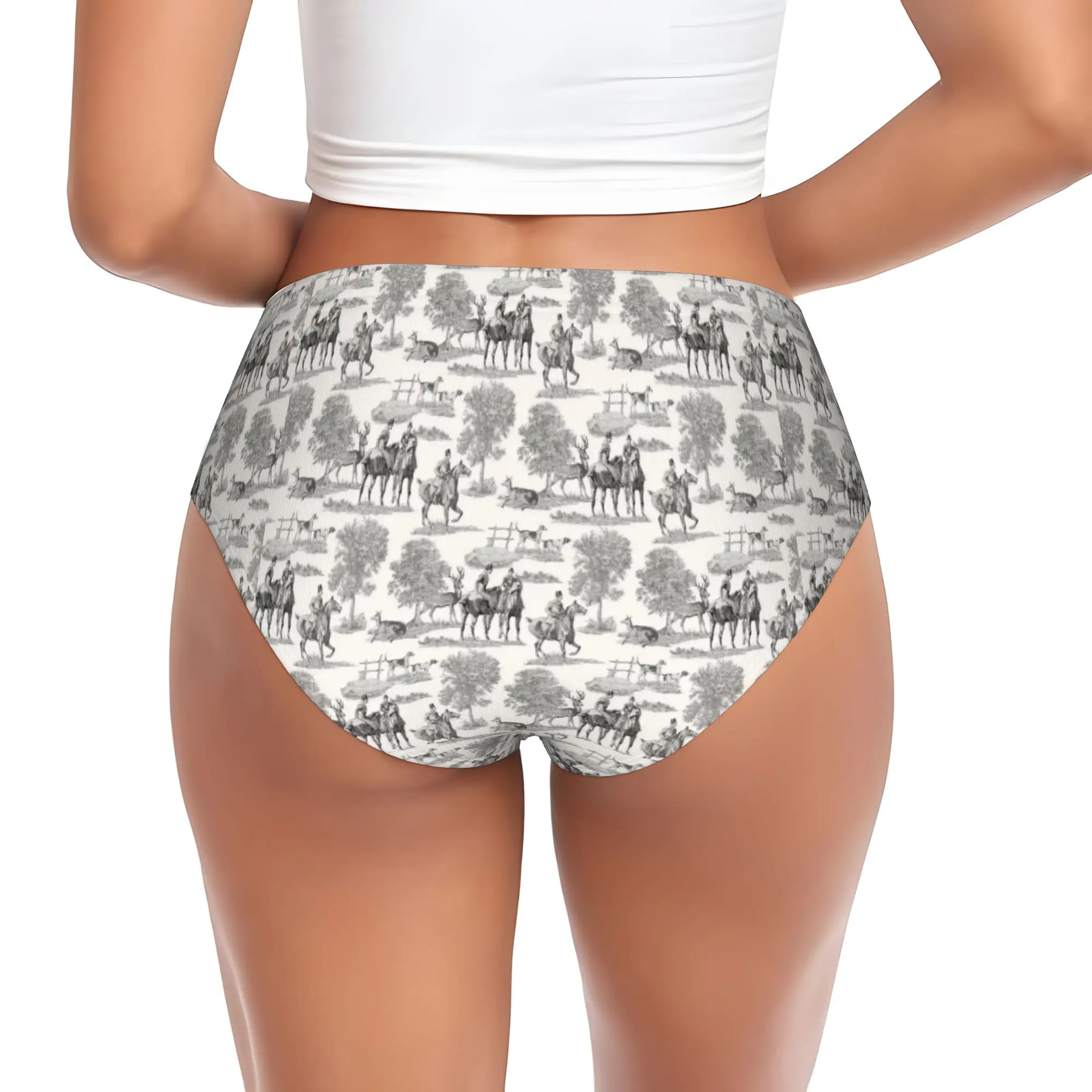 Custom French Country Toile De Jouy Brief Panties for Women Comfort Stretch  Underwear