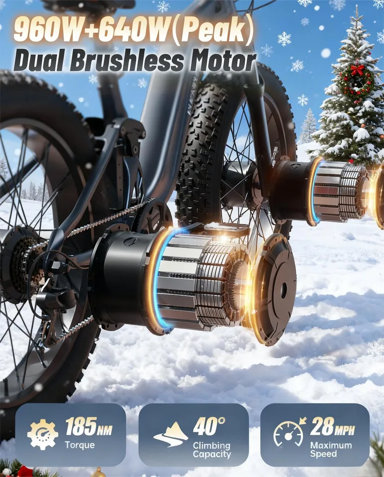 Dual Motor Electric Bike1600W 48V 20AH Full Suspension Mountain EBike image 5