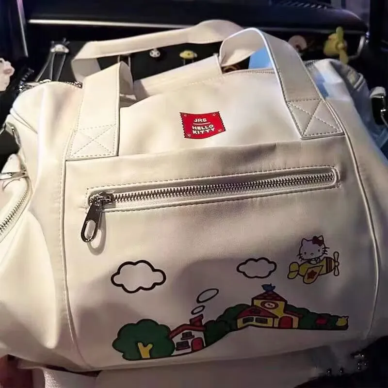 Sanrio Hello Kitty Shoulder Bag Cartoon Handbag Portable Folding Big Travel Bag Cute San Liou Casual Versatile Handbag