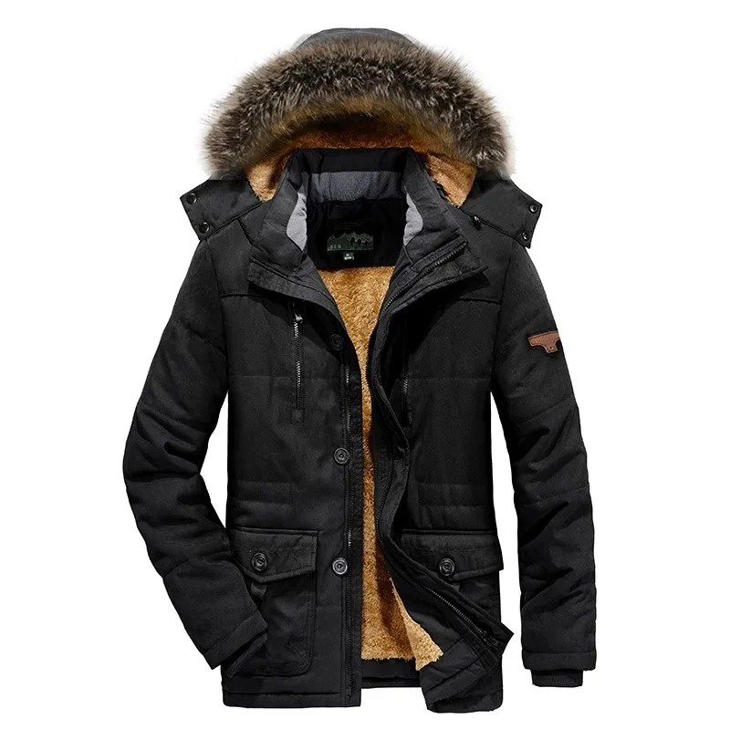 Winter Mens Down Jacket Hooded Casual Long Warm Parka High-quality Men Fitted Winter Coat Multi Pocket Work Jacket Size 7XL