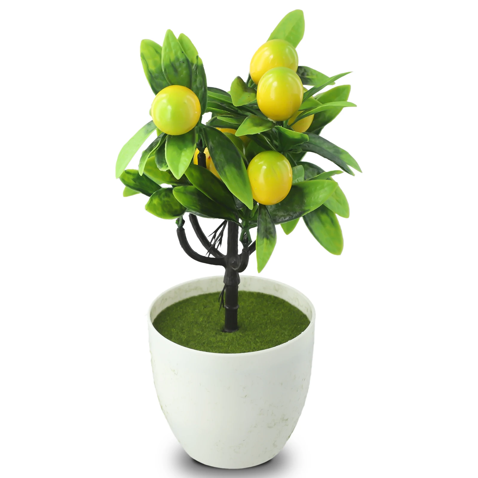 1 Stück Künstlicher Zitronenbaum im Topf Plastik Kunstblumen Pflanze für Außenbereich Garten Balkon Topfpflanze Heim Blumendekoration Geschenke