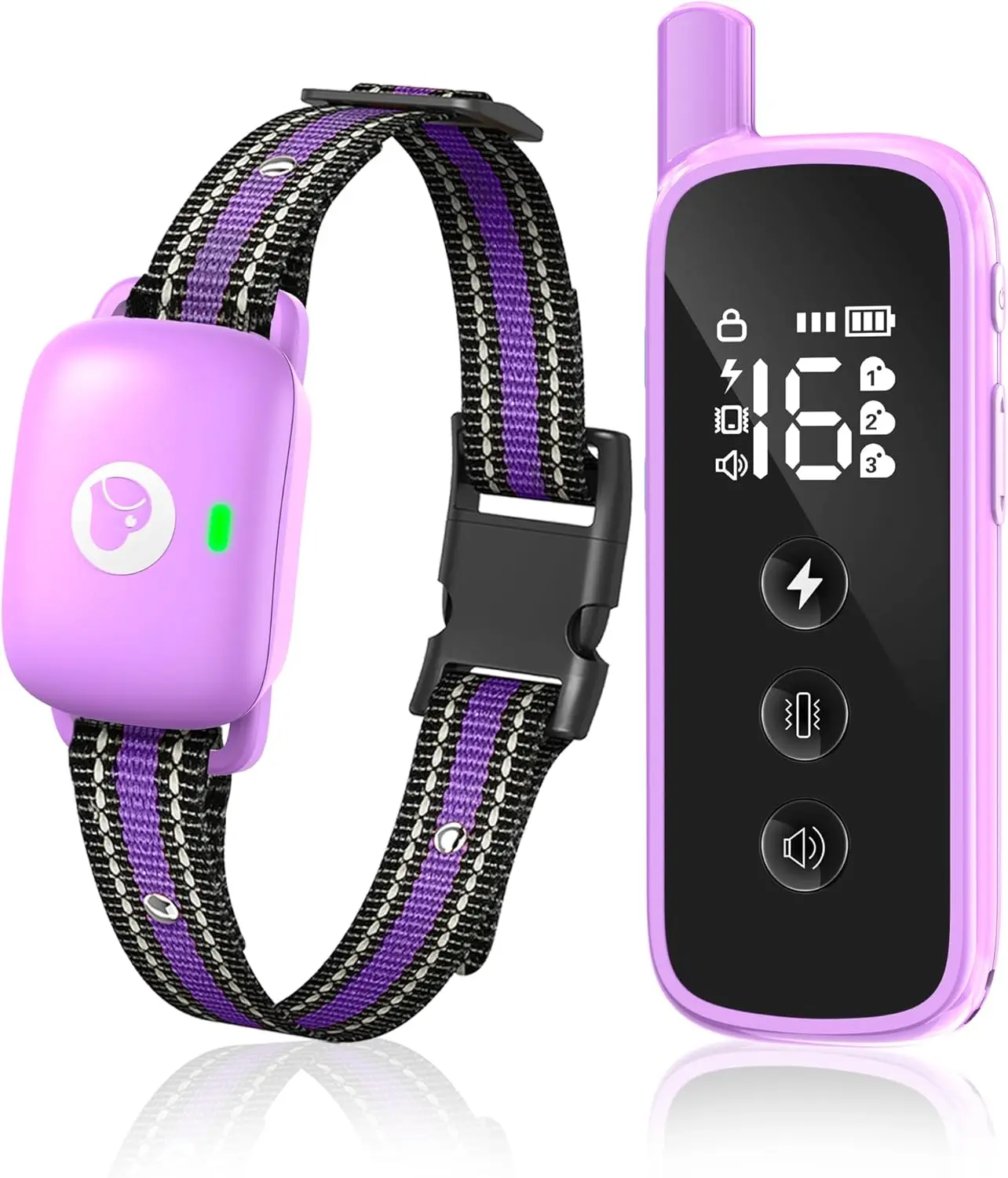 

Dog Shock Collar 2600FT Remote Training E-Collar with Beep/Vibration/Shock, IP68 Waterproof Rechargeable for Dogs 10-120lbs (Pur