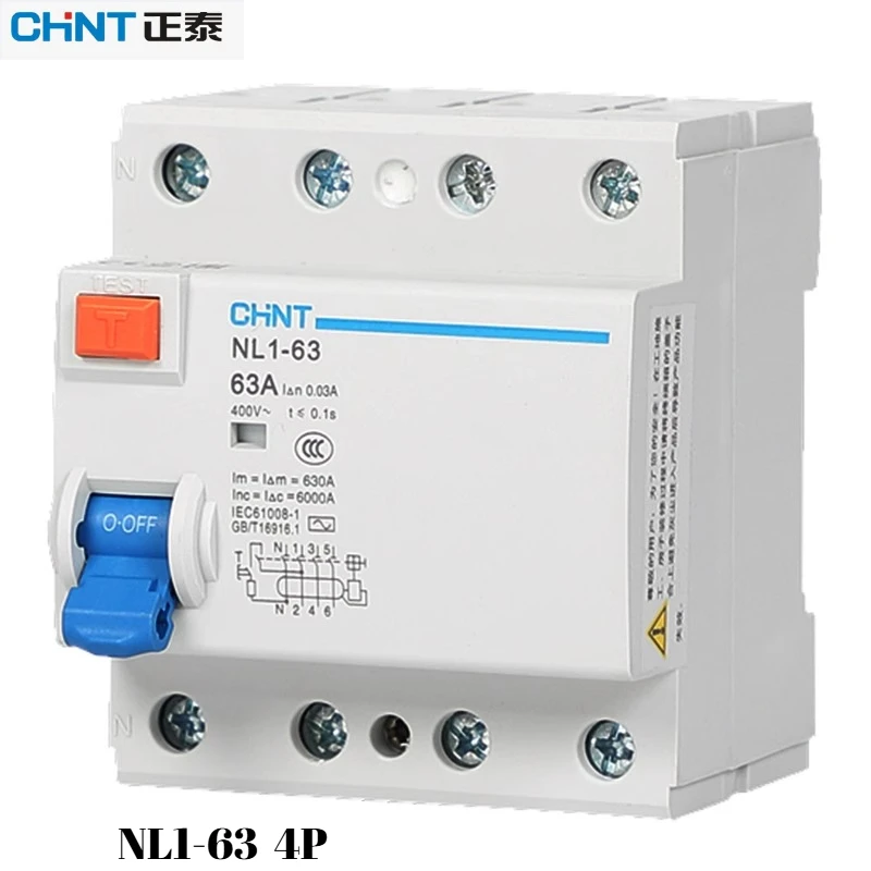 Chint NL1-63 Earth Leakage Protector 4P 25-63A Multi-Sensitivity 30-300mA for Industrial Equipment Safety