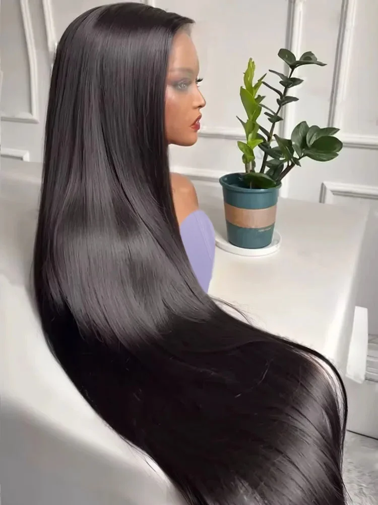 

40 36 дюймов Hd Прозрачный 200% Bone Straight 13x6 Парики фронтальной части шнурка Предварительно выщипанные бразильские необработанные 13x4 Парик фронта шнурка человеческих волос