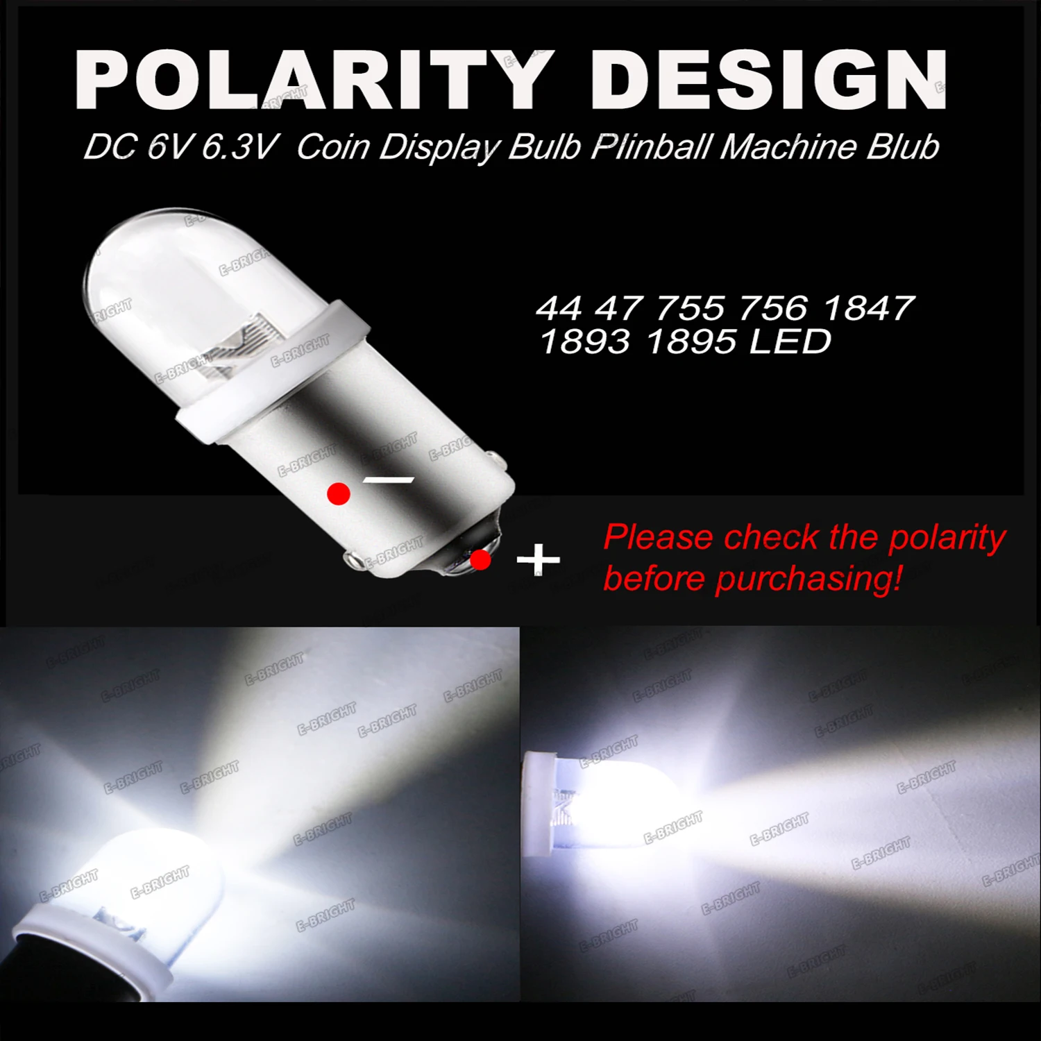 100szt 6V 6.3V DC GE44 47 1893 1895 BA9S Przezroczysta soczewka Pinball Machine Cars Old Radio Lights White Blue Red Amber Green RGB