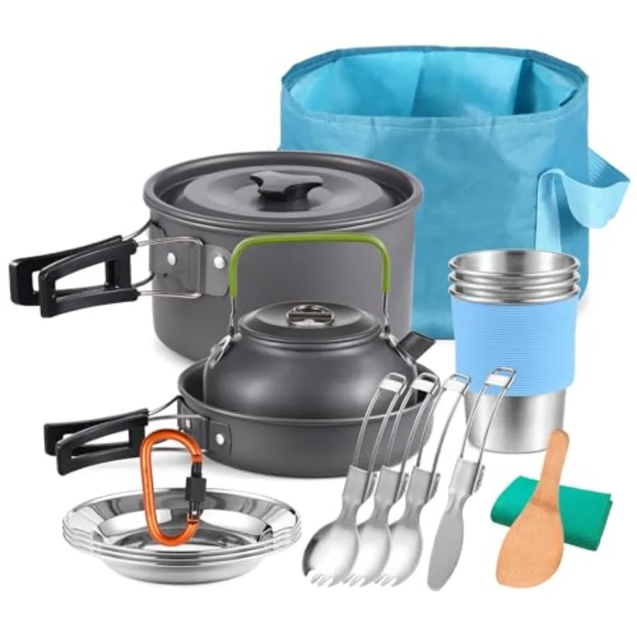 

Camping Cookware Mess Kit, Lightweight Camping Cooking Set Alumina Backpacking Camping Pots Pans Kettle Set for Outdoor Backpac