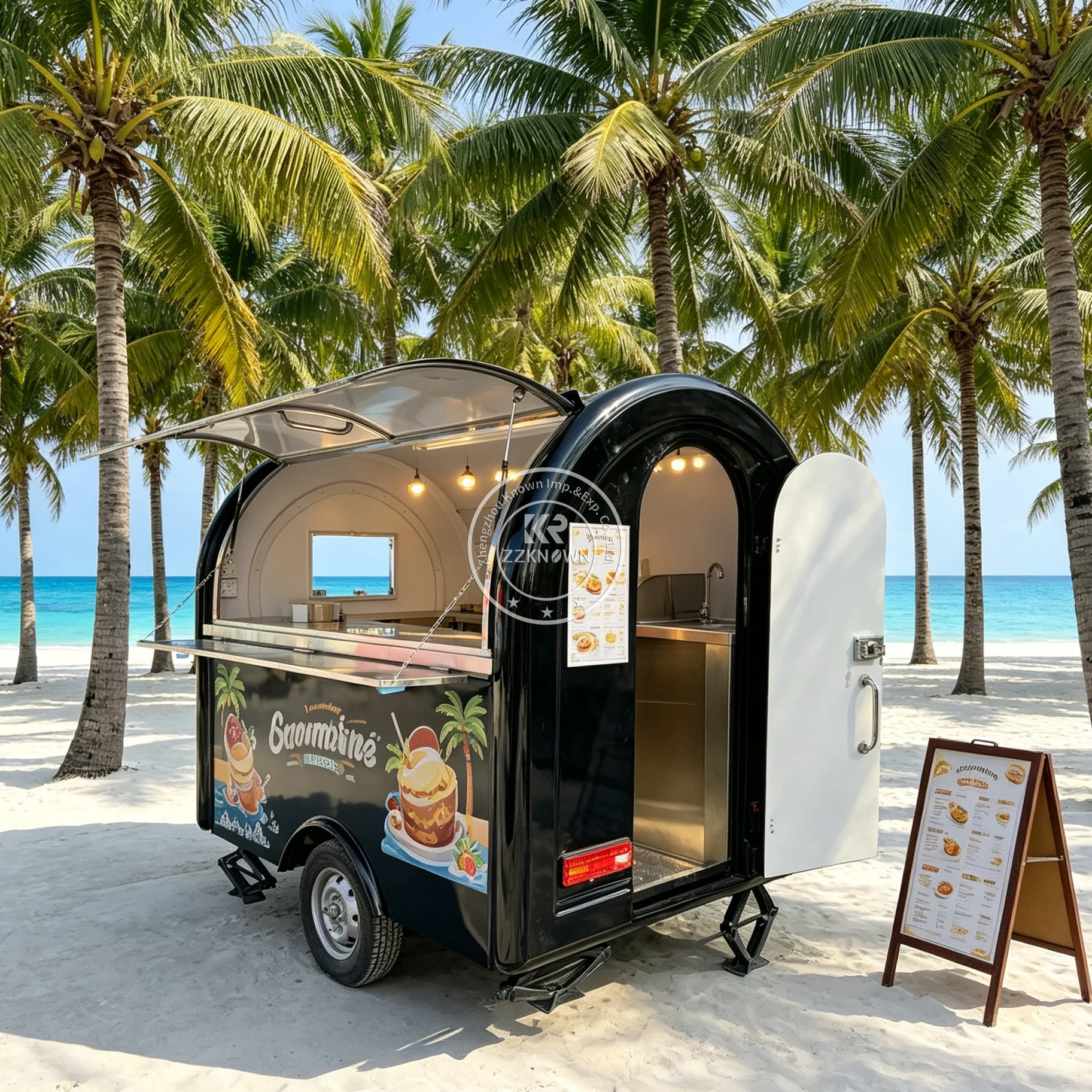 

Commercial Street Food Truck Mobile Donut Waffle Coffee Trailer Catering Kitchen Cart Stainless Steel Food Trailer For Sale