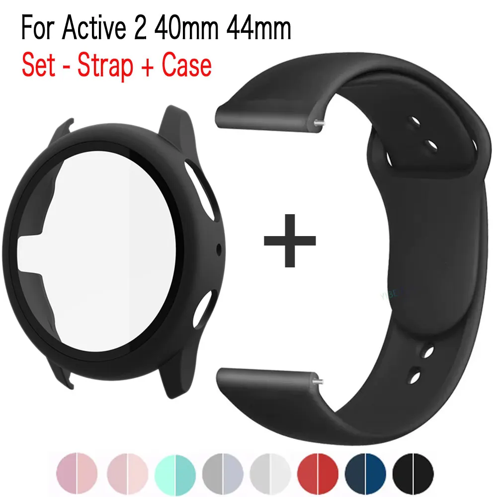 Case + Strap for Samsung Galaxy Active 2 40mm 44mm Protective Glass Film Cover for Active 2 Bracelet Accessories 20mm Watch Band