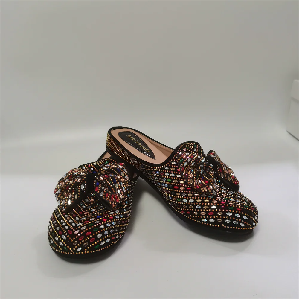 Full Rhinestone Concise Flat Muller Shoe for Women 2023 New Fashion Women Handmade Rhinestone Flat Shoes Confortable F1201-1