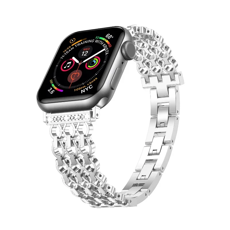 Adequado para Applewatch Aço Inoxidável Metal Watch Strap IWatch Malha Auto Destacável Apple Watch Strap