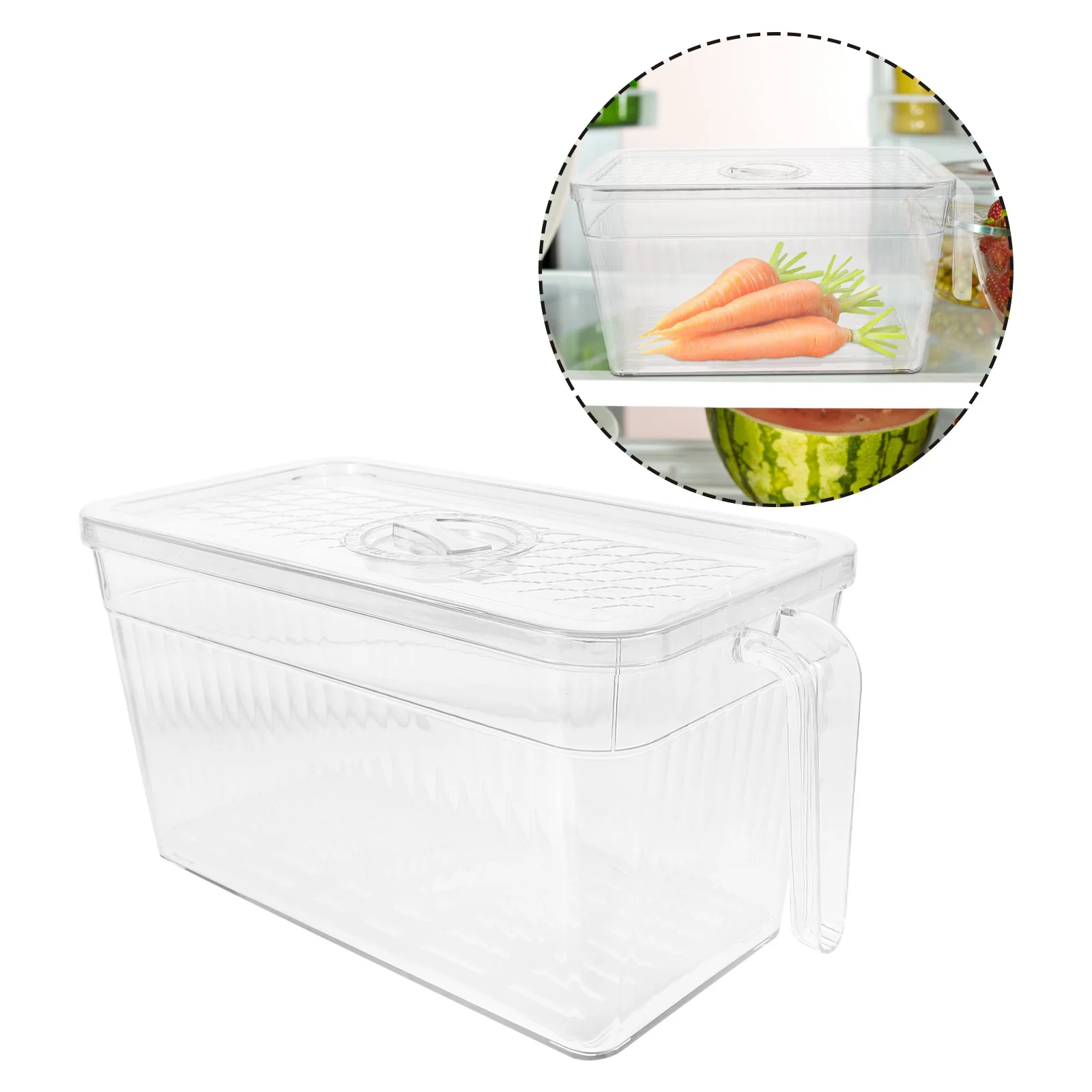 

Refrigerator Storage Box Pet Food Container With Handle For Fridge Organization Vegetable Fruit Bin Kitchen Storage Case