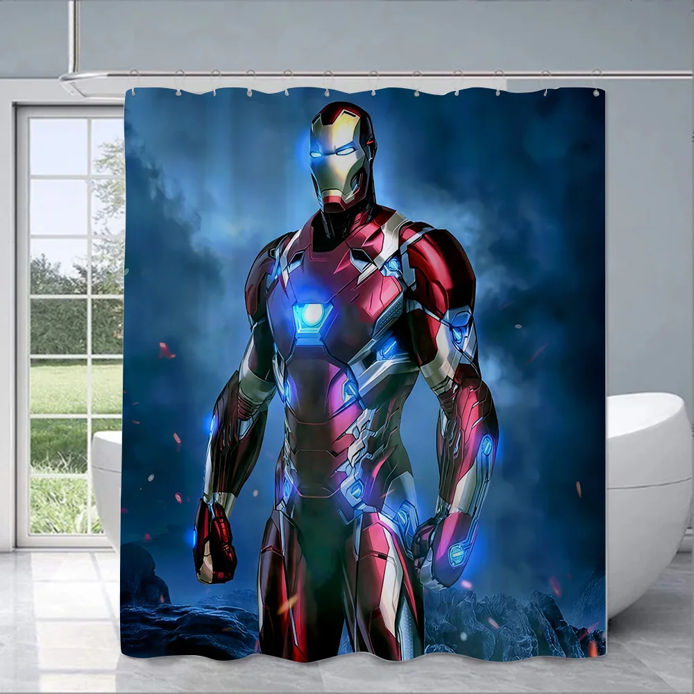 Marvel Iron-Man Shower Curtain Waterproof Polyester Fabric Paint Colorful Bath Curtains Home Bathroom Decor Curtain With Hook